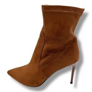 IDIFU Chestnut Brown Suede Side-zip Stiletto Ankle Boot Sz 8